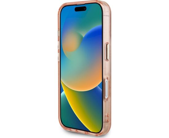 Case Guess IML Metal Glitter 4G Circle Triangle MagSafe Aizsargapvalks priekš iPhone 16 / rozā Neoriģinālie Maciņi