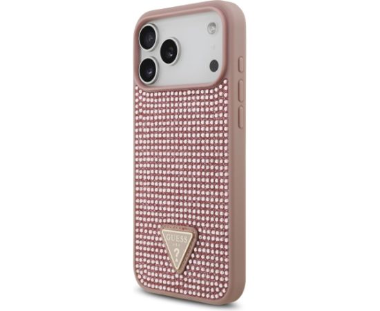 Case Guess Rhinestone Triangle Logo Aizsargapvalks priekš iPhone 17 Pro Max / rozā Neoriģinālie Maciņi