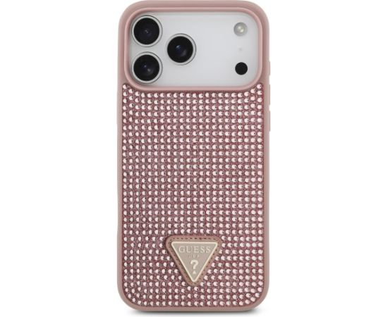 Case Guess Rhinestone Triangle Logo Aizsargapvalks priekš iPhone 17 Pro Max / rozā Neoriģinālie Maciņi