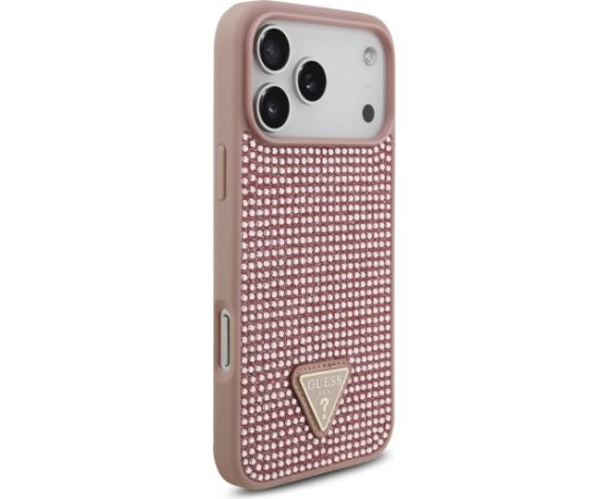 Case Guess Rhinestone Triangle Logo Aizsargapvalks priekš iPhone 17 Pro Max / rozā Neoriģinālie Maciņi
