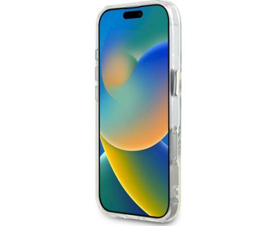 Guess IML Metal Colored Circle Classic Logo MagSafe Aizsargapvalks priekš iPhone 16 Pro / balts Neoriģinālie Maciņi