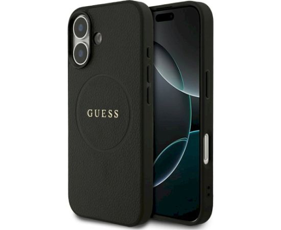 Guess Grained Ring MagSafe Aizsargapvalks priekš iPhone 17 / melns Neoriģinālie Maciņi