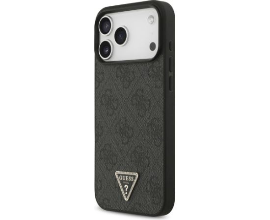 Guess Leather 4G Triangle Strass MagSafe Case Aizsargapvalks priekš iPhone 17 Pro Max / melns Neoriģinālie Maciņi