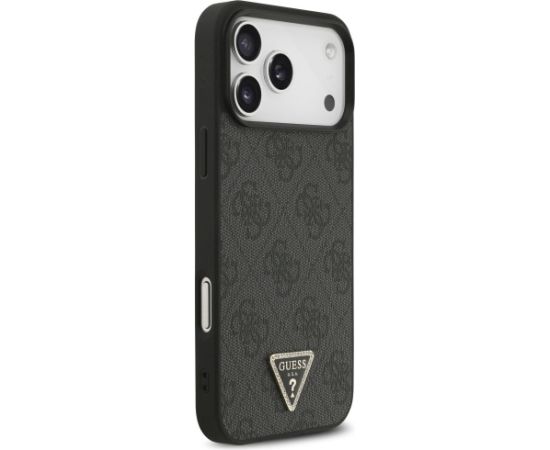 Guess Leather 4G Triangle Strass MagSafe Case Aizsargapvalks priekš iPhone 17 Pro Max / melns Neoriģinālie Maciņi