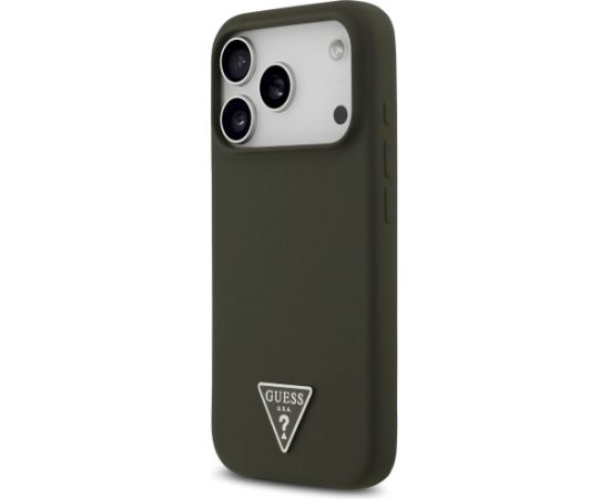 Guess Silicone Triangle Logo MagSafe Case Aizsargapvalks priekš iPhone 17 Pro / haki Neoriģinālie Maciņi