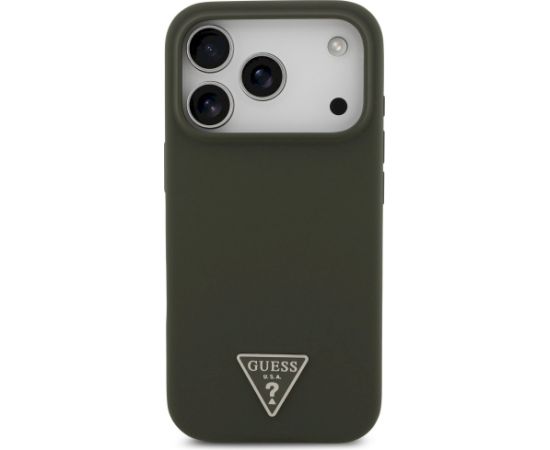 Guess Silicone Triangle Logo MagSafe Case Aizsargapvalks priekš iPhone 17 Pro / haki Neoriģinālie Maciņi