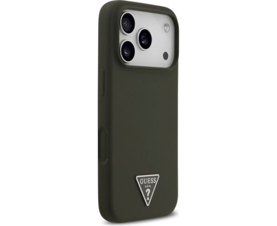 Guess Silicone Triangle Logo MagSafe Case Aizsargapvalks priekš iPhone 17 Pro / haki Neoriģinālie Maciņi