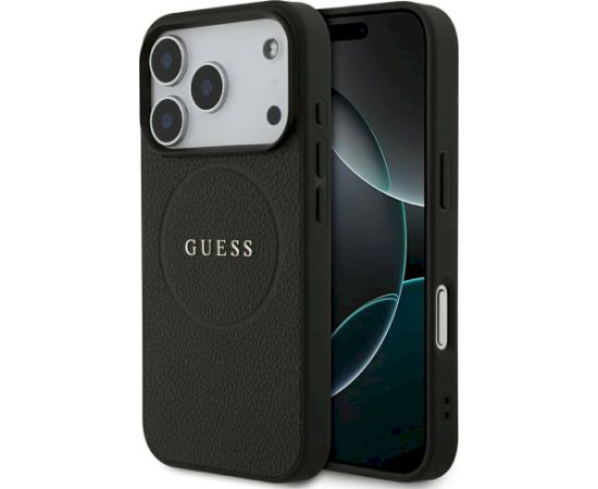 Guess Grained Ring MagSafe Case Aizsargapvalks priekš iPhone 17 Pro / melns Neoriģinālie Maciņi