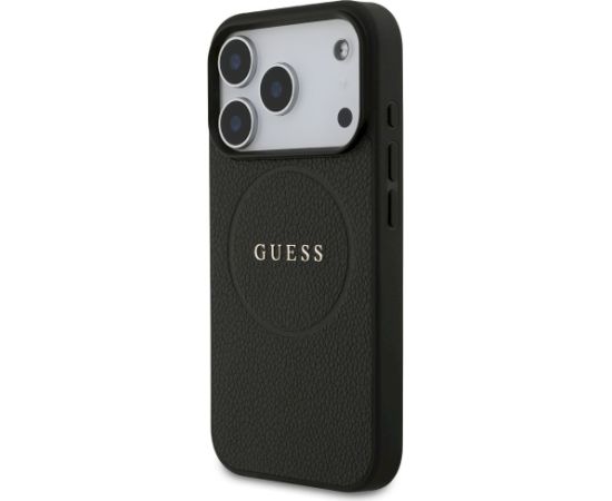 Guess Grained Ring MagSafe Case Aizsargapvalks priekš iPhone 17 Pro / melns Neoriģinālie Maciņi