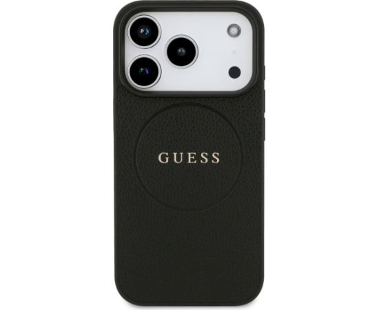 Guess Grained Ring MagSafe Case Aizsargapvalks priekš iPhone 17 Pro / melns Neoriģinālie Maciņi