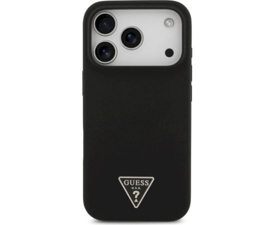 Case Guess Silicone Triangle Logo MagSafe Aizsargapvalks priekš iPhone 17 Pro / melns Neoriģinālie Maciņi