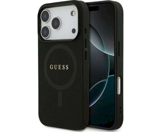 Guess Saffiano Classic Logo MagSafe Aizsargapvalks priekš iPhone 17 Pro / melns Neoriģinālie Maciņi