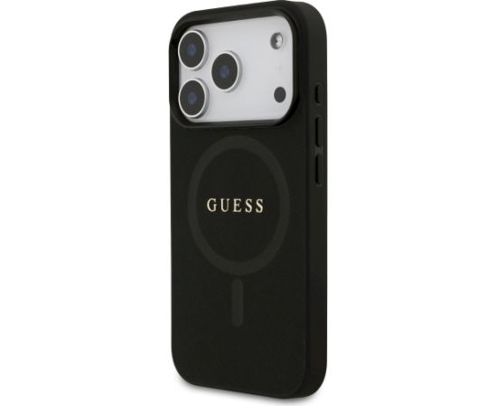 Guess Saffiano Classic Logo MagSafe Aizsargapvalks priekš iPhone 17 Pro / melns Neoriģinālie Maciņi