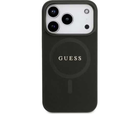 Guess Saffiano Classic Logo MagSafe Aizsargapvalks priekš iPhone 17 Pro / melns Neoriģinālie Maciņi