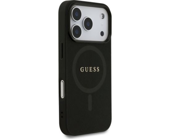 Guess Saffiano Classic Logo MagSafe Aizsargapvalks priekš iPhone 17 Pro / melns Neoriģinālie Maciņi