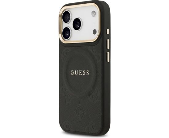 Guess Peony Hot Stamp MagSafe Aizsargapvalks priekš iPhone 17 Pro / melns Neoriģinālie Maciņi