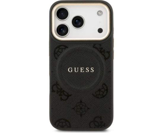 Guess Peony Hot Stamp MagSafe Aizsargapvalks priekš iPhone 17 Pro / melns Neoriģinālie Maciņi