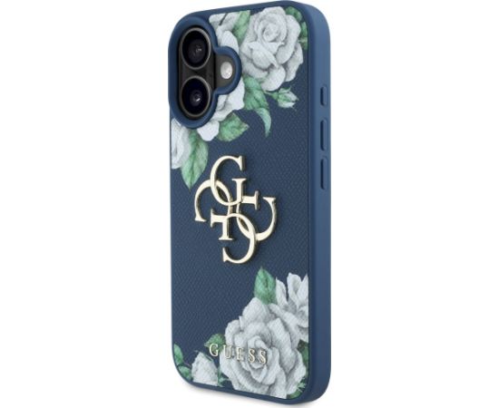 Case Guess Grained Roses Big 4G logo Aizsargapvalks priekš iPhone 16 / zils Neoriģinālie Maciņi