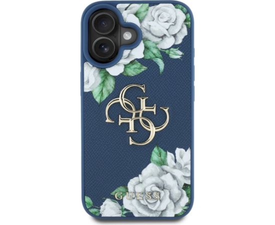 Case Guess Grained Roses Big 4G logo Aizsargapvalks priekš iPhone 16 / zils Neoriģinālie Maciņi
