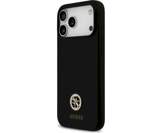 Guess Silicone Logo Strass 4G MagSafe Case Aizsargapvalks priekš iPhone 17 Pro Max / melns Neoriģinālie Maciņi