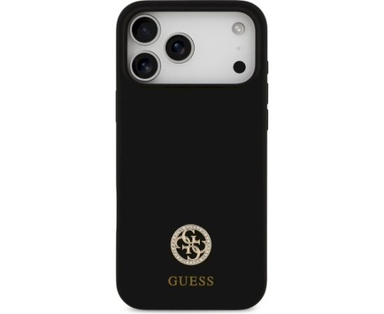 Guess Silicone Logo Strass 4G MagSafe Case Aizsargapvalks priekš iPhone 17 Pro Max / melns Neoriģinālie Maciņi