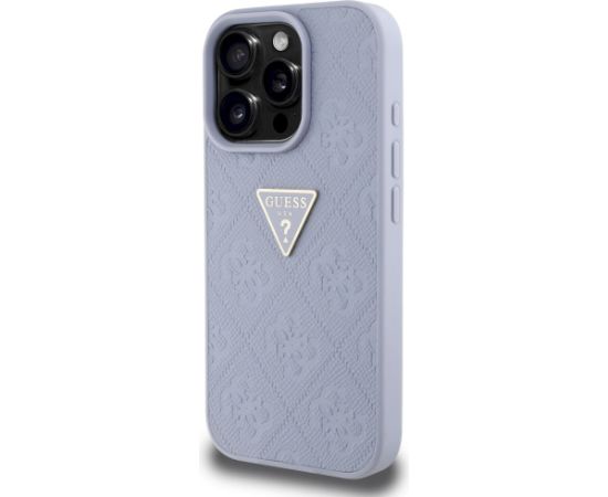 Case Guess Hot Stamp 4G Pattern Triangle Metal Logo Aizsargapvalks priekš iPhone 16 Pro / violets Neoriģinālie Maciņi