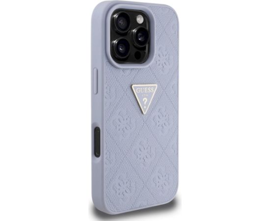 Case Guess Hot Stamp 4G Pattern Triangle Metal Logo Aizsargapvalks priekš iPhone 16 Pro / violets Neoriģinālie Maciņi