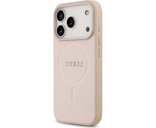 Guess Saffiano Classic Logo MagSafe Aizsargapvalks priekš iPhone 17 Pro / rozā Neoriģinālie Maciņi