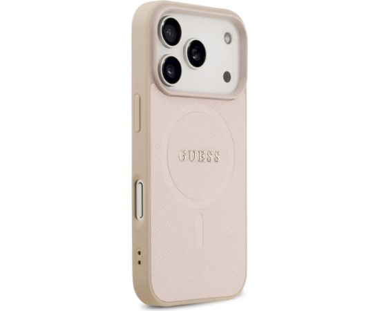 Guess Saffiano Classic Logo MagSafe Aizsargapvalks priekš iPhone 17 Pro / rozā Neoriģinālie Maciņi