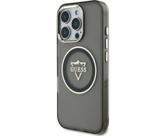 Case Guess IML Metal Mountain Logo MagSafe Aizsargapvalks priekš iPhone 16 Pro Max / melns Neoriģinālie Maciņi