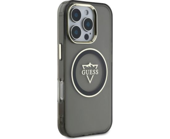Case Guess IML Metal Mountain Logo MagSafe Aizsargapvalks priekš iPhone 16 Pro Max / melns Neoriģinālie Maciņi
