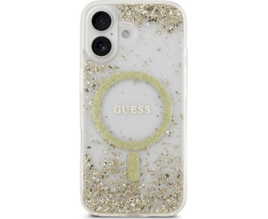 Guess Resin Bottom Glitter MagSafe case Aizsargapvalks priekš iPhone 17 / zelta Neoriģinālie Maciņi