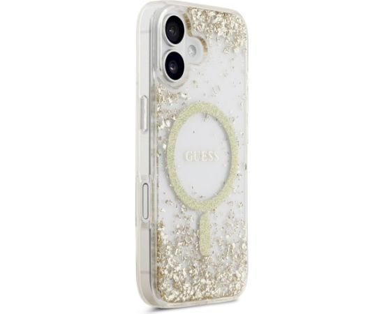 Guess Resin Bottom Glitter MagSafe case Aizsargapvalks priekš iPhone 17 / zelta Neoriģinālie Maciņi