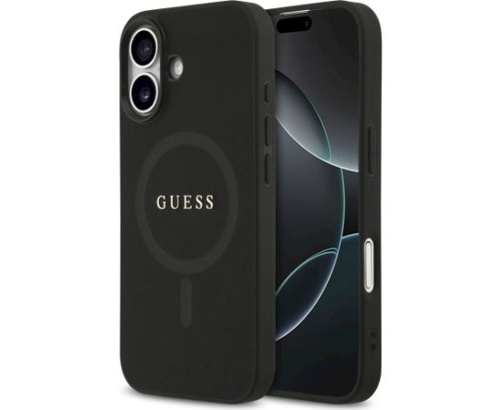 Guess Saffiano Classic Logo MagSafe Aizsargapvalks priekš iPhone 17 / melns Neoriģinālie Maciņi