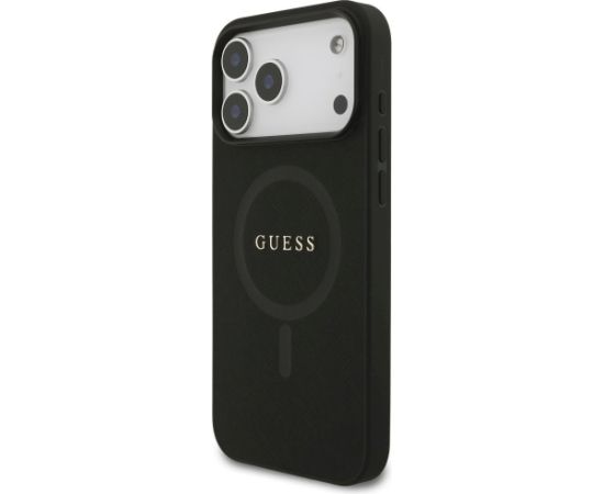 Guess Saffiano Classic Logo MagSafe Case Aizsargapvalks priekš iPhone 17 Pro Max / melns Neoriģinālie Maciņi