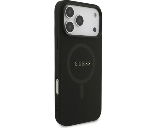 Guess Saffiano Classic Logo MagSafe Case Aizsargapvalks priekš iPhone 17 Pro Max / melns Neoriģinālie Maciņi