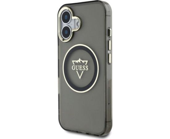 Guess IML Metal Mountain Logo MagSafe Case Aizsargapvalks priekš iPhone 16 / melns Neoriģinālie Maciņi
