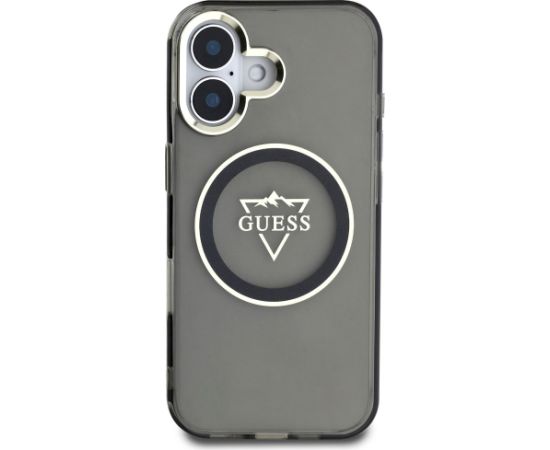 Guess IML Metal Mountain Logo MagSafe Case Aizsargapvalks priekš iPhone 16 / melns Neoriģinālie Maciņi