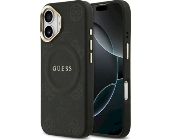 Case Guess Peony Hot Stamp MagSafe Aizsargapvalks priekš iPhone 17 / melns Neoriģinālie Maciņi