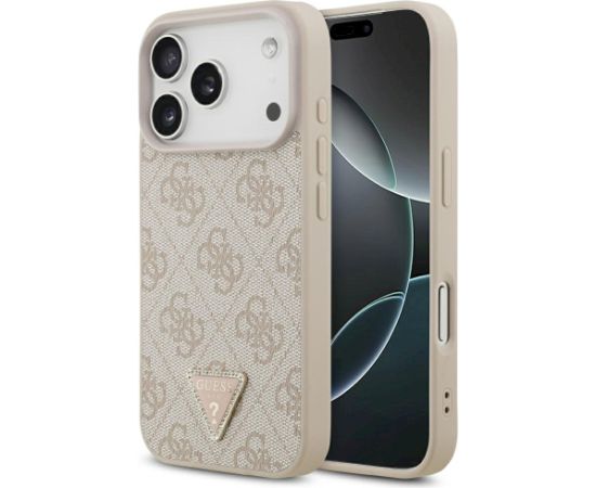 Guess Leather 4G Triangle Strass MagSafe Case Aizsargapvalks priekš iPhone 17 Pro / rozā Neoriģinālie Maciņi