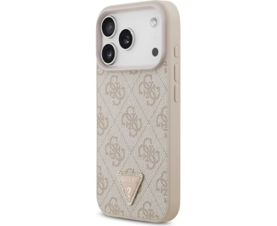 Guess Leather 4G Triangle Strass MagSafe Case Aizsargapvalks priekš iPhone 17 Pro / rozā Neoriģinālie Maciņi
