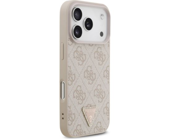 Guess Leather 4G Triangle Strass MagSafe Case Aizsargapvalks priekš iPhone 17 Pro / rozā Neoriģinālie Maciņi