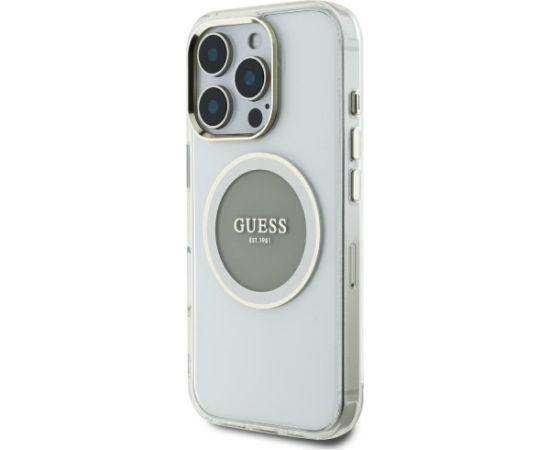 Guess IML Metal Colored Circle Classic Logo MagSafe Case Aizsargapvalks priekš iPhone 16 Pro Max / pelēks Neoriģinālie Maciņi