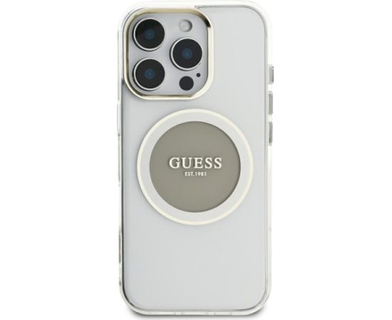 Guess IML Metal Colored Circle Classic Logo MagSafe Case Aizsargapvalks priekš iPhone 16 Pro Max / pelēks Neoriģinālie Maciņi