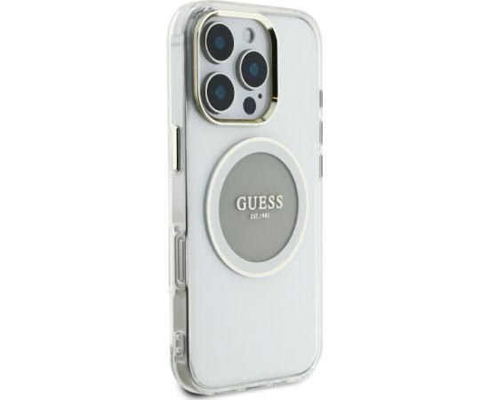 Guess IML Metal Colored Circle Classic Logo MagSafe Case Aizsargapvalks priekš iPhone 16 Pro Max / pelēks Neoriģinālie Maciņi