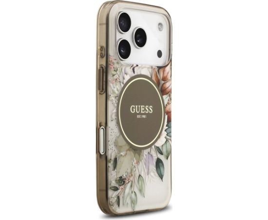 Guess IML Flower & Tonal Circle MagSafe case Aizsargapvalks priekš iPhone 17 Pro / brūns Neoriģinālie Maciņi