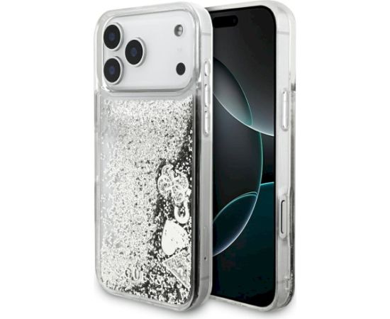 Guess Liq. Glitter Charms Case Aizsargapvalks priekš iPhone 17 Pro Max / sudraba Neoriģinālie Maciņi