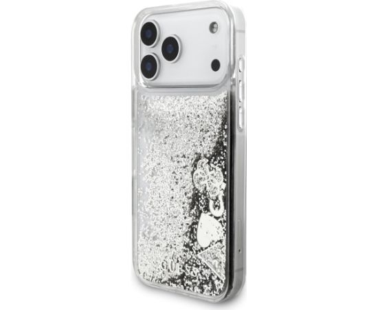 Guess Liq. Glitter Charms Case Aizsargapvalks priekš iPhone 17 Pro Max / sudraba Neoriģinālie Maciņi
