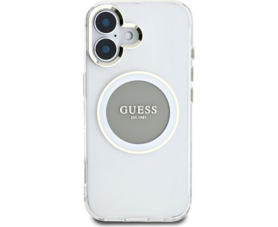 Case Guess IML Metal Colored Circle Classic Logo MagSafe Aizsargapvalks priekš iPhone 16 / pelēks Neoriģinālie Maciņi