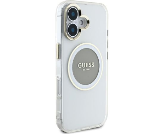 Case Guess IML Metal Colored Circle Classic Logo MagSafe Aizsargapvalks priekš iPhone 16 / pelēks Neoriģinālie Maciņi